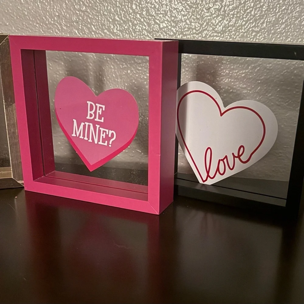 Set of 4 Love Heart Shadow Box Frames | Valentine Decor | Customizable Wall Art